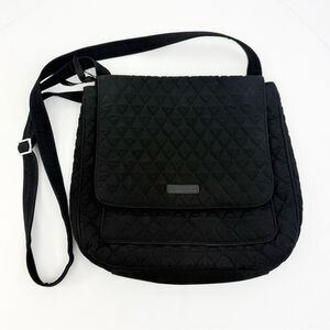 Vera Bradley Black Quilted Messenger Crossbody Bag